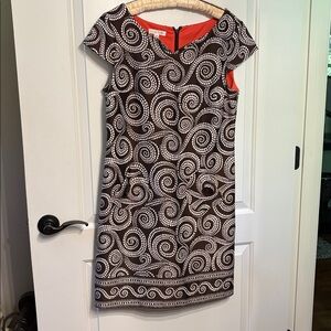 London Times Black and White Swirl Mini Dress